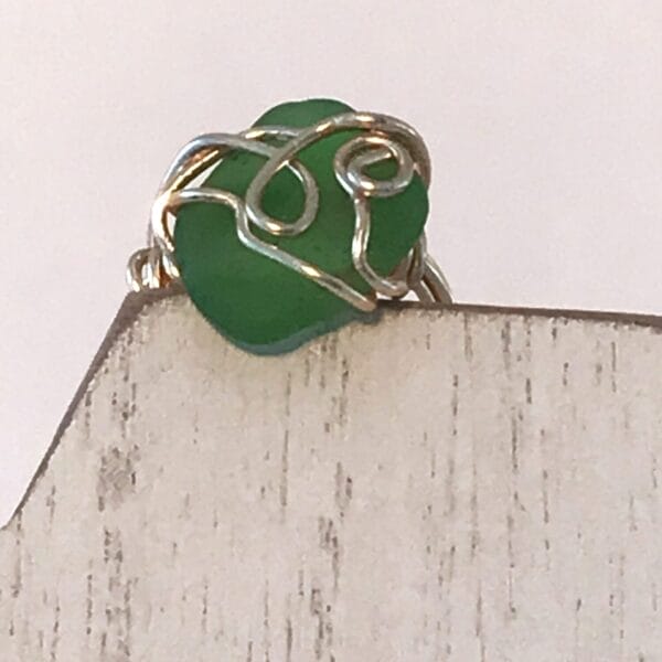 Green and gold sea glass ring