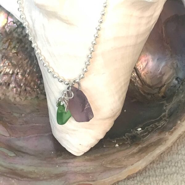 Lavender green sea glass necklace