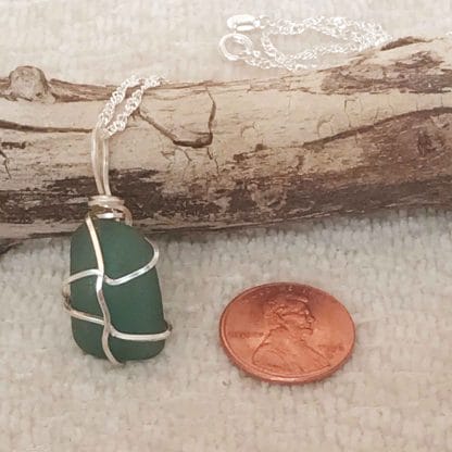 blue green seaglass necklace