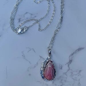 Rhodochrosite Silver Pendant