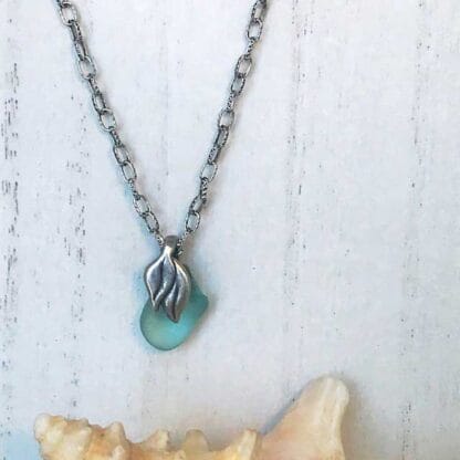 Turquoise-sea-glass necklace