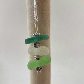Vertical layered sea glass necklace