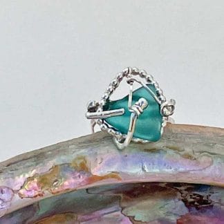 Sterling silver Teal sea glass RIng