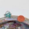 Teal sea glass ring, size