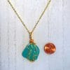 Turquoise sea glass with penny