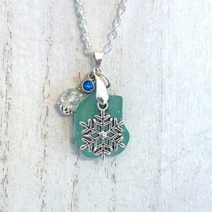 Aqua snow flake necklace