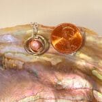 Silver hoops with pink pearls - Image 2