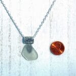 White sea glass with fancy bail