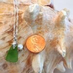 Green Sea Glass and Pearl Necklace, size