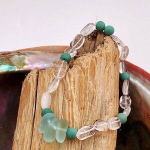 Quartz bracelet with sea glass spikes