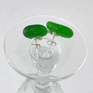 Green Sea Glass-stud earrings