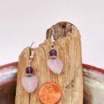 Pink quartz amethyst earrings, size
