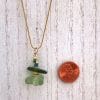 Size, Green stack sea glass necklace on gold
