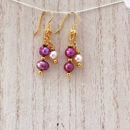WIne colored pearl earring