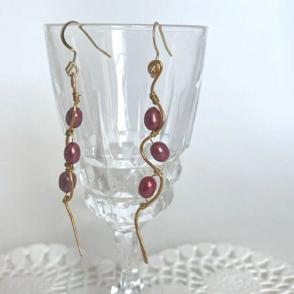 Pink pearls gold S earrings