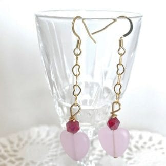 Rose quartz red crystal earrings