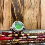 Green sea glass sterling silver ring