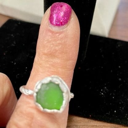 Green sea glass ring