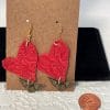size red leather flying heart earrings