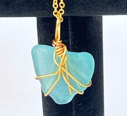 turquoise gold heart necklace