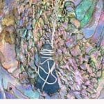Blue sea glass necklace, view
