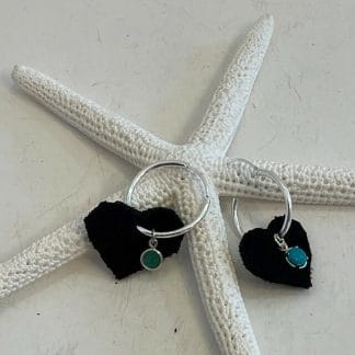 Black Suede Heart Earrings with Turquoise