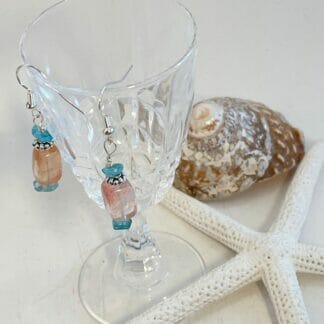 Pink glass with apatite earrings