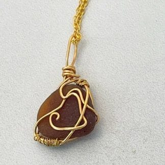 Brown gold wire wrap necklace