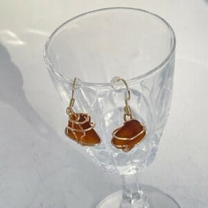 Brown sea glass earrings