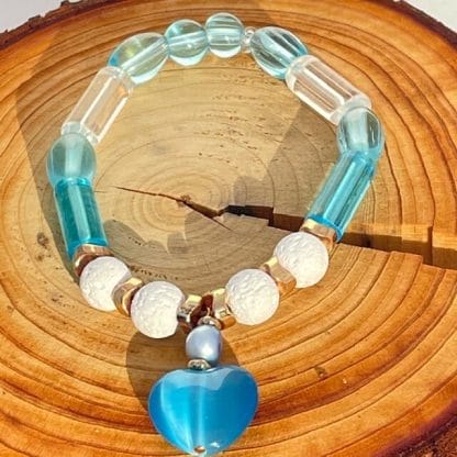 Light blue glass bead lava brac