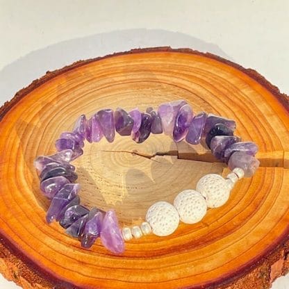 Amethyst lava bead bracelet