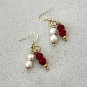 Garnet and pearl earrings