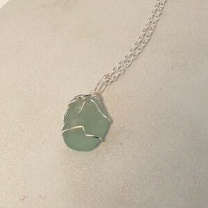 Frosted Aqua Sea Glass Necklace