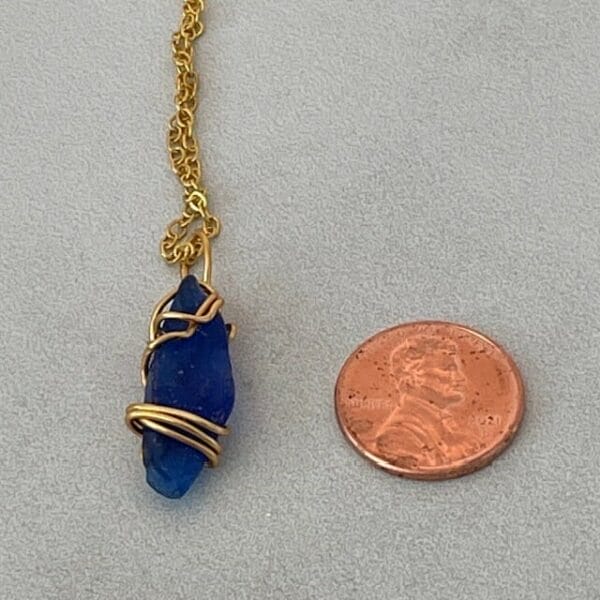 Deep blue sea glass necklace, size