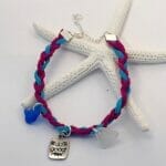 Pink & turquoise sea glass bracelet