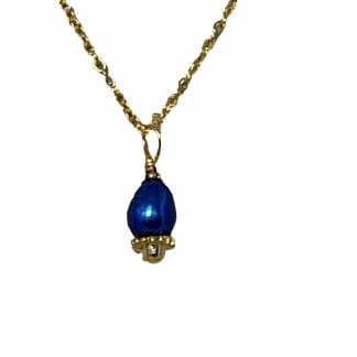 Blue pearl gold necklace