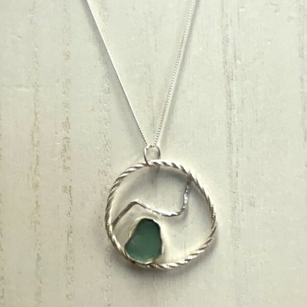 Silver sea glass wave necklace