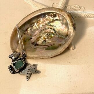 SIlver starfish sea glass pendant