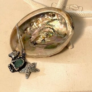 SIlver starfish sea glass pendant