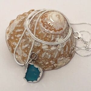 Turquoise sea glass in silver