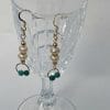 Pearl and turquoise earrings, hanging