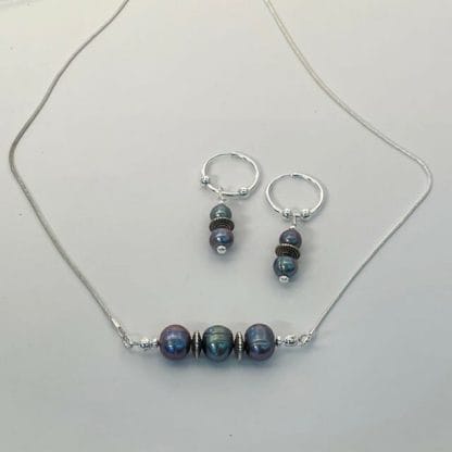 Peacock Pearl Necklace Earring Set