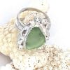 Pale green silver sea glass ring