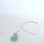 peach pearl aqua sea glass necklace