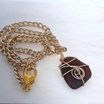Chunky brown gold wire wrap