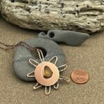 Copper  Sun Necklace with Green sea glass - Image 2