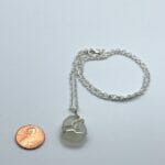 White sea glass necklace with silver, size