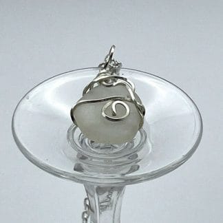 White sea glass necklace with silver
