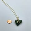 Green sea glass heart necklace, size