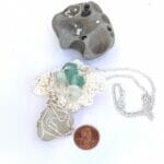 White sea glass necklace with recycled glass beads - Image 2